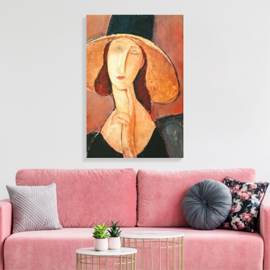 Amedeo Modigliani - Jeanne Hebuterne in groot Pet Canvas Afdruk (Insitu (Woonkamer))
