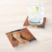 Amedeo Modigliani - Jeanne Hebuterne in groot Pet Glazen Onderzetter (Schuin)