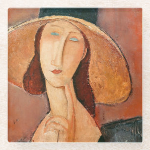 Amedeo Modigliani - Jeanne Hebuterne in groot Pet Glazen Onderzetter