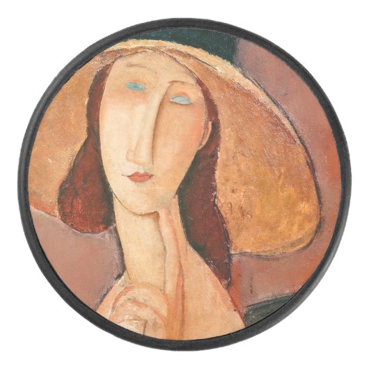 Amedeo Modigliani - Jeanne Hebuterne in groot Pet Hockey Puck (Voorkant)