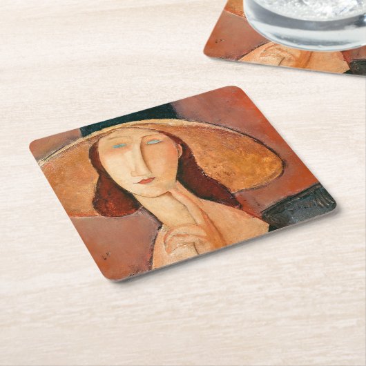 Amedeo Modigliani - Jeanne Hebuterne in groot Pet Kartonnen Onderzetters (Schuin)