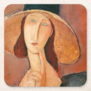Amedeo Modigliani - Jeanne Hebuterne in groot Pet Kartonnen Onderzetters
