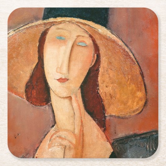 Amedeo Modigliani - Jeanne Hebuterne in groot Pet Kartonnen Onderzetters (Voorkant)