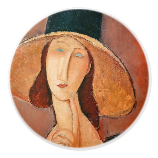 Amedeo Modigliani - Jeanne Hebuterne in groot Pet Keramische Knop (Voorkant)