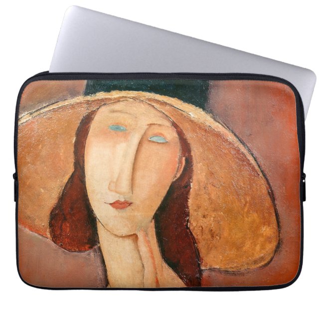 Amedeo Modigliani - Jeanne Hebuterne in groot Pet Laptop Sleeve (Voorkant)