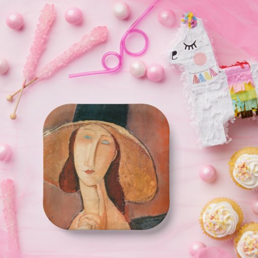 Amedeo Modigliani - Jeanne Hebuterne in groot Pet Papieren Bordje (Feest)