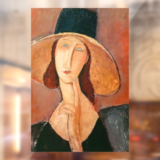 Amedeo Modigliani - Jeanne Hebuterne in groot Pet Raamsticker (Vel 2)