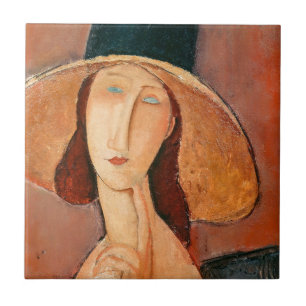 Amedeo Modigliani - Jeanne Hebuterne in groot Pet Tegeltje
