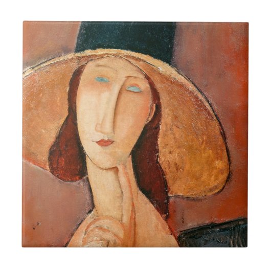 Amedeo Modigliani - Jeanne Hebuterne in groot Pet Tegeltje (Voorkant)