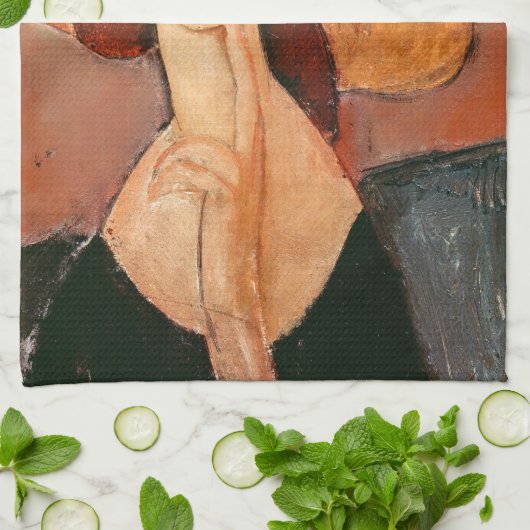 Amedeo Modigliani - Jeanne Hebuterne in groot Pet Theedoek (Gevouwen)