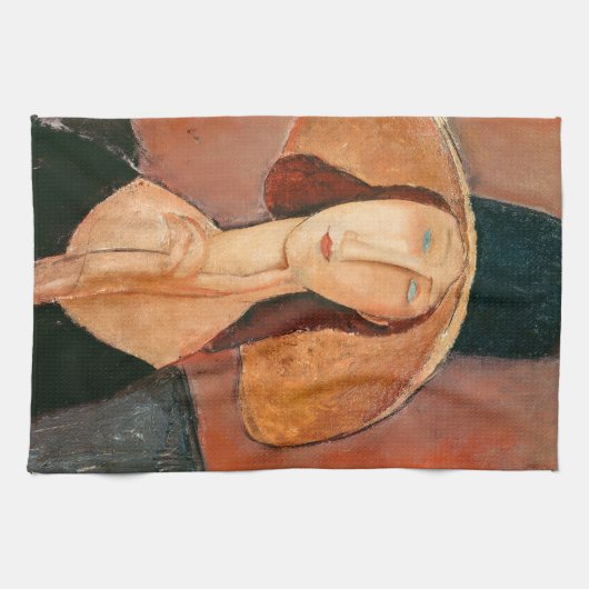 Amedeo Modigliani - Jeanne Hebuterne in groot Pet Theedoek (Horizontaal)