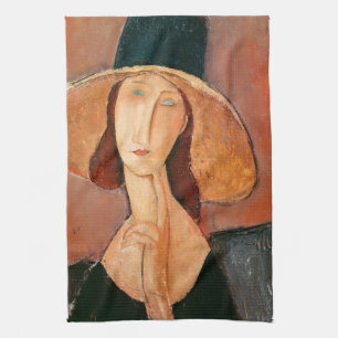 Amedeo Modigliani - Jeanne Hebuterne in groot Pet Theedoek