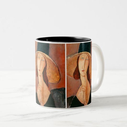 Amedeo Modigliani - Jeanne Hebuterne in groot Pet Tweekleurige Koffiemok (Voorkant rechts)
