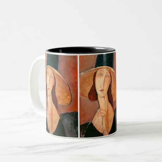 Amedeo Modigliani - Jeanne Hebuterne in groot Pet Tweekleurige Koffiemok (Voorkant links)