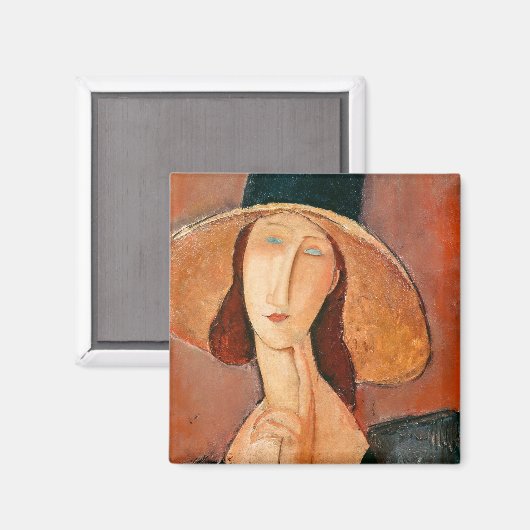 Amedeo Modigliani - Jeanne Hebuterne in grote hoed Magneet (Voorkant / Achterkant)