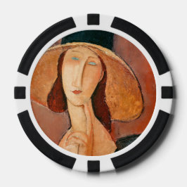 Amedeo Modigliani - Jeanne Hebuterne in grote hoed Poker Chips