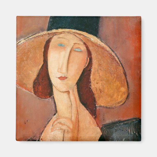 Amedeo Modigliani - Jeanne Hebuterne in Large Hat Magneet (Voorkant)