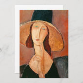 Amedeo Modigliani - Jeanne Hebuterne met grote hoe Bedankkaart (Voorkant / Achterkant)