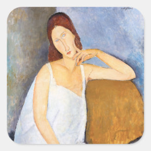 Amedeo Modigliani - Jeanne Hebuterne Vierkante Sticker