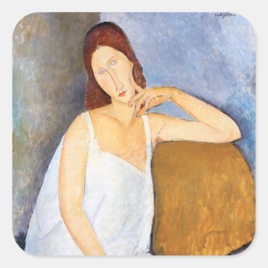 Amedeo Modigliani - Jeanne Hebuterne Vierkante Sticker (Voorkant)