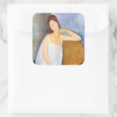 Amedeo Modigliani - Jeanne Hebuterne Vierkante Sticker (Tas)