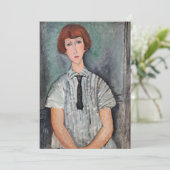 Amedeo Modigliani - Jong Meisje in een Gestreepte  Bedankkaart (Staand voorkant)