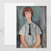 Amedeo Modigliani - Jong Meisje in een Gestreepte  Bedankkaart (Voorkant / Achterkant)