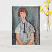 Amedeo Modigliani - Jong Meisje in een Gestreepte  Kaart (Gele Bloem)