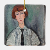 Amedeo Modigliani - Jong Meisje in een Gestreepte Keramisch Ornament (Achterkant)
