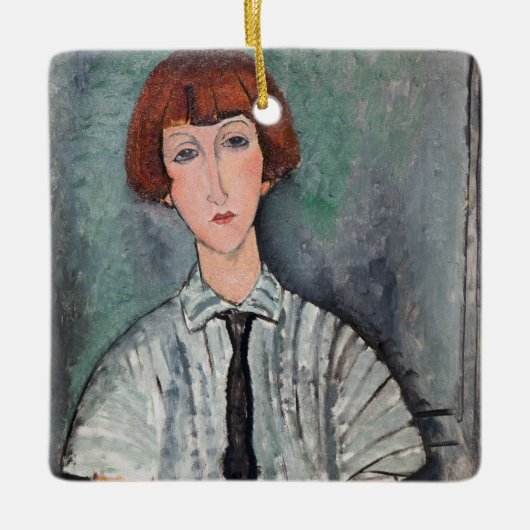 Amedeo Modigliani - Jong Meisje in een Gestreepte Keramisch Ornament (Voorkant)