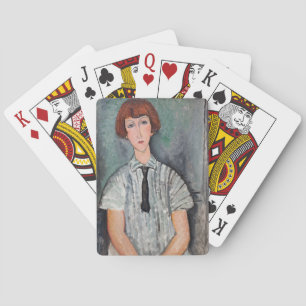 Amedeo Modigliani - Jong Meisje in een Gestreepte  Pokerkaarten