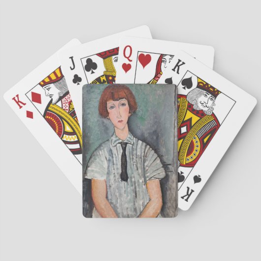 Amedeo Modigliani - Jong Meisje in een Gestreepte  Pokerkaarten (Achterkant)