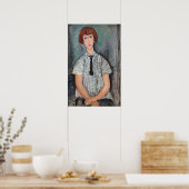 Amedeo Modigliani - Jong Meisje in een Gestreepte  Poster (Keuken)