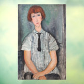 Amedeo Modigliani - Jong Meisje in een Gestreepte  Raamsticker (Vel 3)