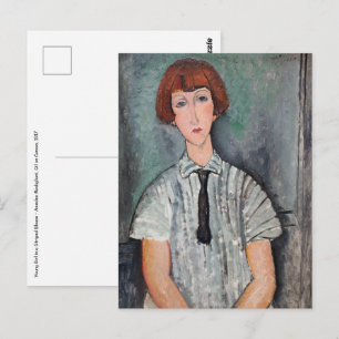 Amedeo Modigliani - Jong meisje met gestreepte blo Briefkaart