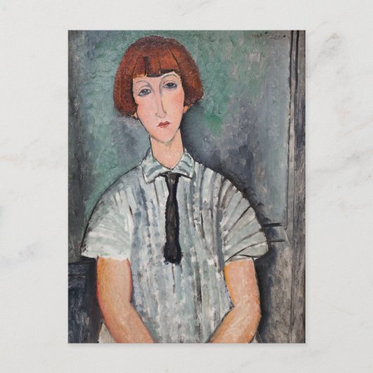 Amedeo Modigliani - Jong meisje met gestreepte blo Briefkaart (Voorkant)