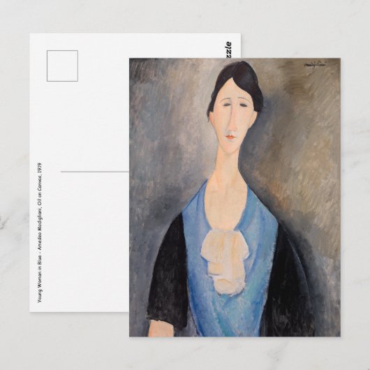 Amedeo Modigliani - Jonge vrouw in blauw Briefkaart (Voorkant / Achterkant)