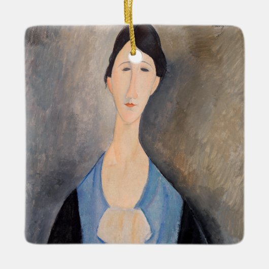 Amedeo Modigliani - Jonge vrouw in blauw Keramisch Ornament (Voorkant)