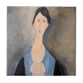 Amedeo Modigliani - Jonge vrouw in blauw Tegeltje (Voorkant)