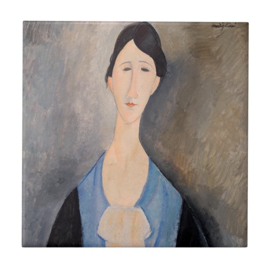 Amedeo Modigliani - Jonge vrouw in blauw Tegeltje (Voorkant)
