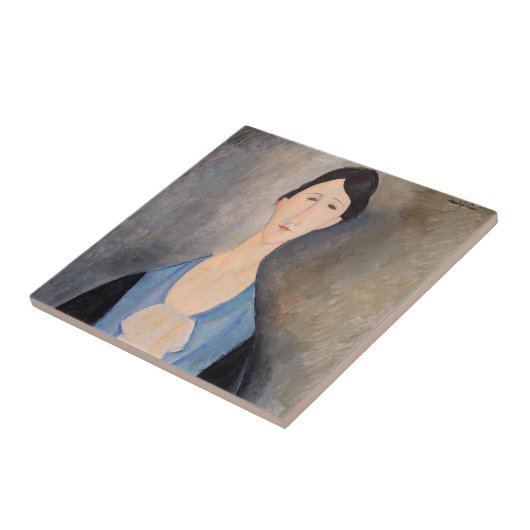 Amedeo Modigliani - Jonge vrouw in blauw Tegeltje (Zijkant)