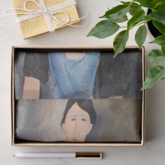 Amedeo Modigliani - Jonge vrouw in blauw Tissuepapier (Geschenk)