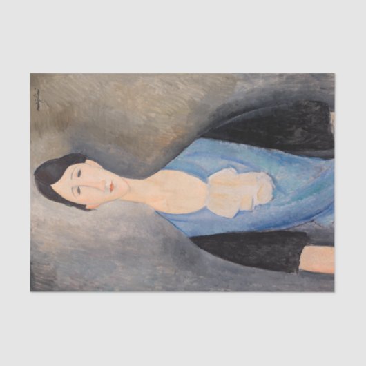 Amedeo Modigliani - Jonge vrouw in blauw Tissuepapier (Voorkant)