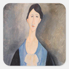 Amedeo Modigliani - Jonge vrouw in blauw Vierkante Sticker