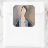 Amedeo Modigliani - Jonge vrouw in blauw Vierkante Sticker (Tas)
