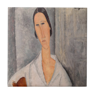 Amedeo Modigliani - Madame Hanka Zborowska Leaning Tegeltje