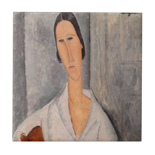 Amedeo Modigliani - Madame Hanka Zborowska Leaning Tegeltje (Voorkant)