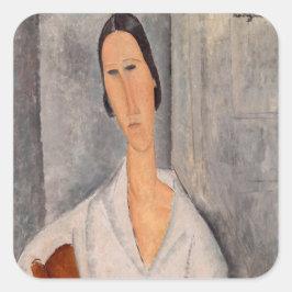 Amedeo Modigliani - Madame Hanka Zborowska Leaning Vierkante Sticker