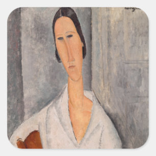Amedeo Modigliani - Madame Hanka Zborowska Leaning Vierkante Sticker