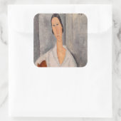 Amedeo Modigliani - Madame Hanka Zborowska Leaning Vierkante Sticker (Tas)